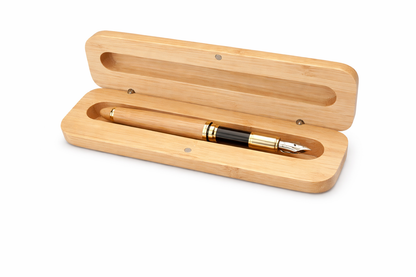 Eco-Friendly Bamboo Fountain Pen with Magnetic Bamboo Case – Premium Wooden Writing Gift Set