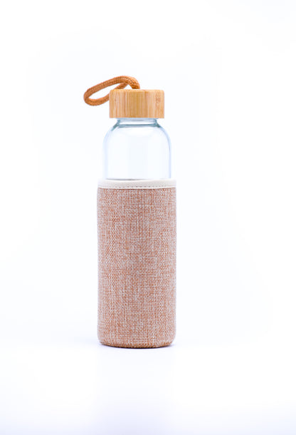 Snugglebug Glass Bottle with Bamboo Lid and Jute Cover | 500 ML