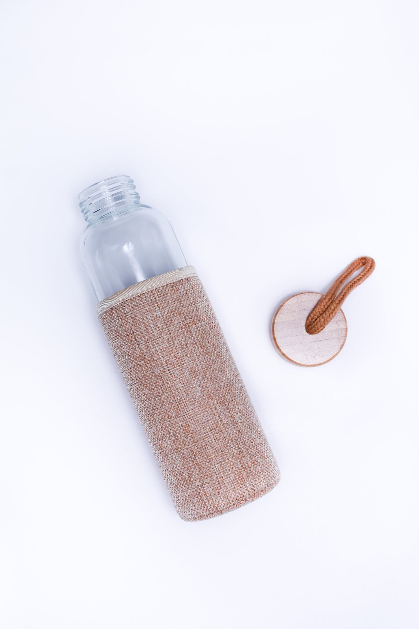 Snugglebug Glass Bottle with Bamboo Lid and Jute Cover | 500 ML